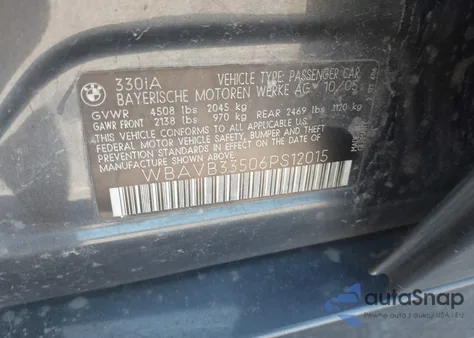 2006 BMW 330I from USA, damaged, VIN WBAVB33506PS12015